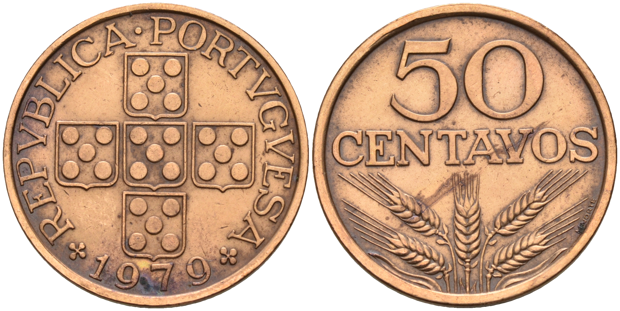 Португалия 50 сентаво 1979  KM 596 бронза    4161-727