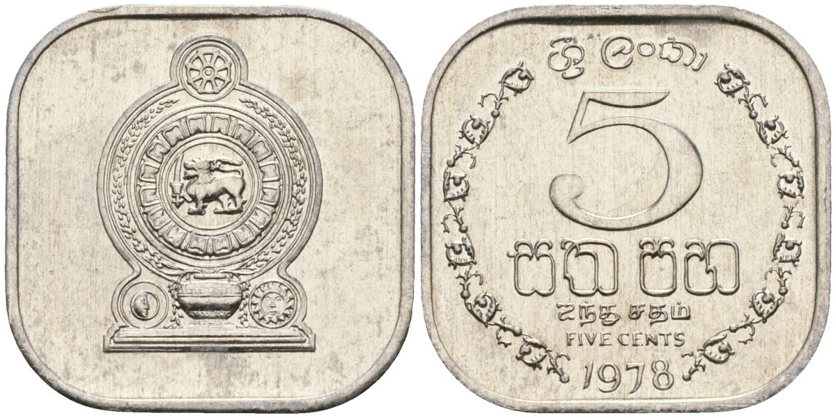 Шри-Ланка 5 центов 1978 KM 139a алюминий 4136-624