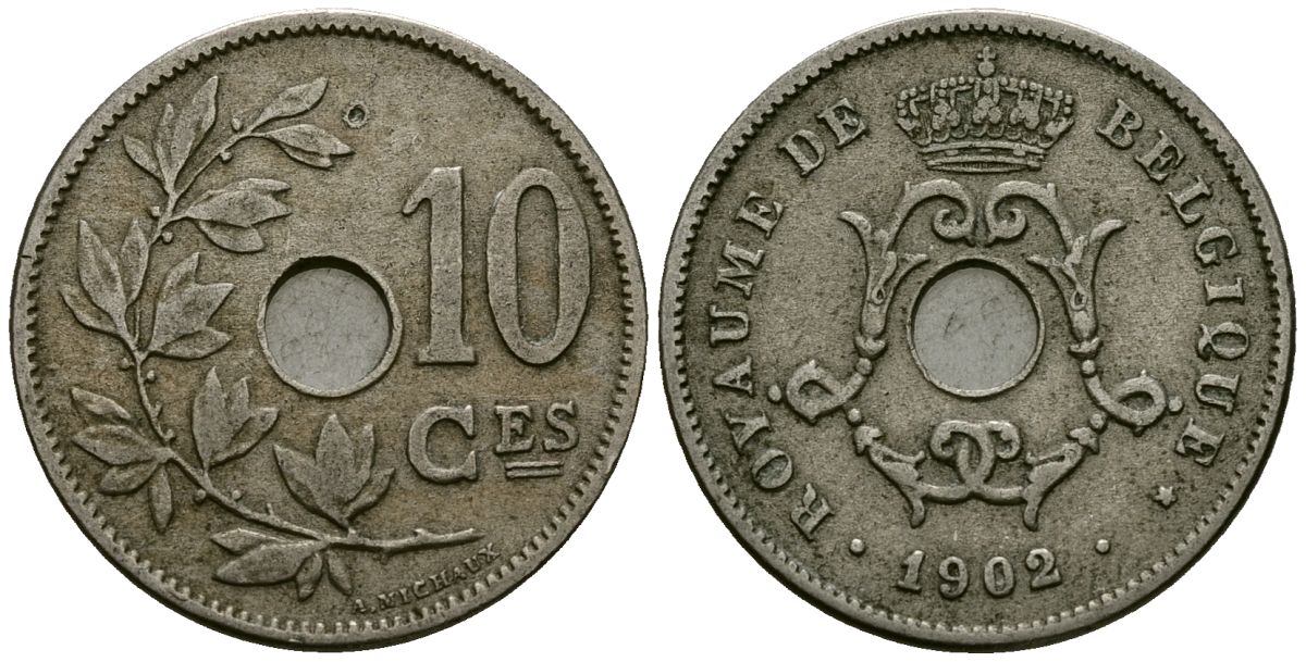 Бельгия 10 сантимов 1902 Belgique KM 48 медно-никель 4172-711