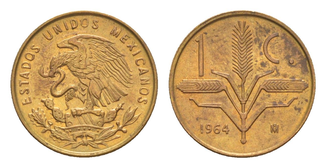 Мексика 1 сентаво 1964 KM 417 бронза aUNC 4649-853