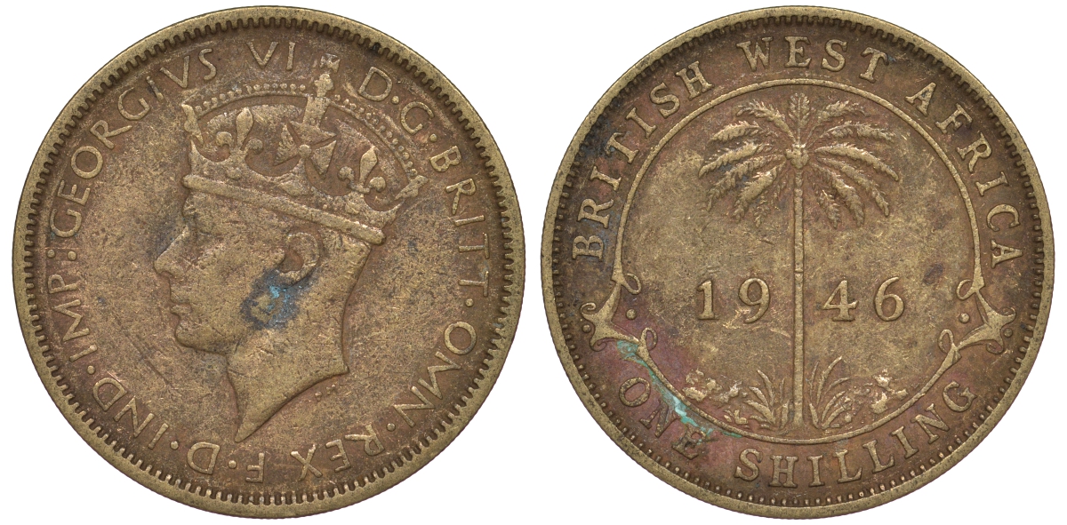 Британская Западная Африка 1 шиллинг 1946 Георг VI KM 23 никель латунь 25-1545