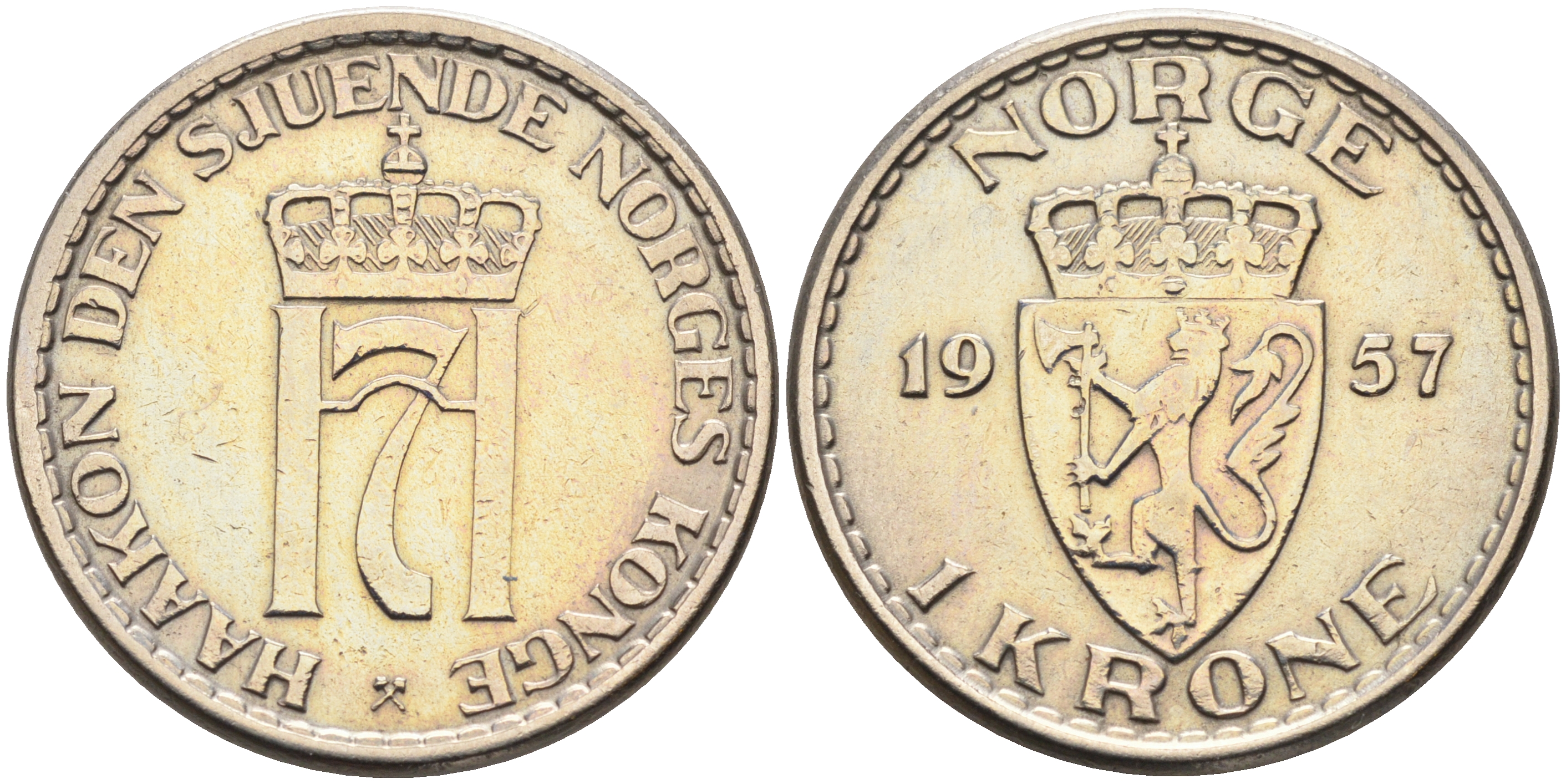 Норвегия 1 крона 1957 Хокон VII (1905-1957) КМ 397 медно-никель    4142-113