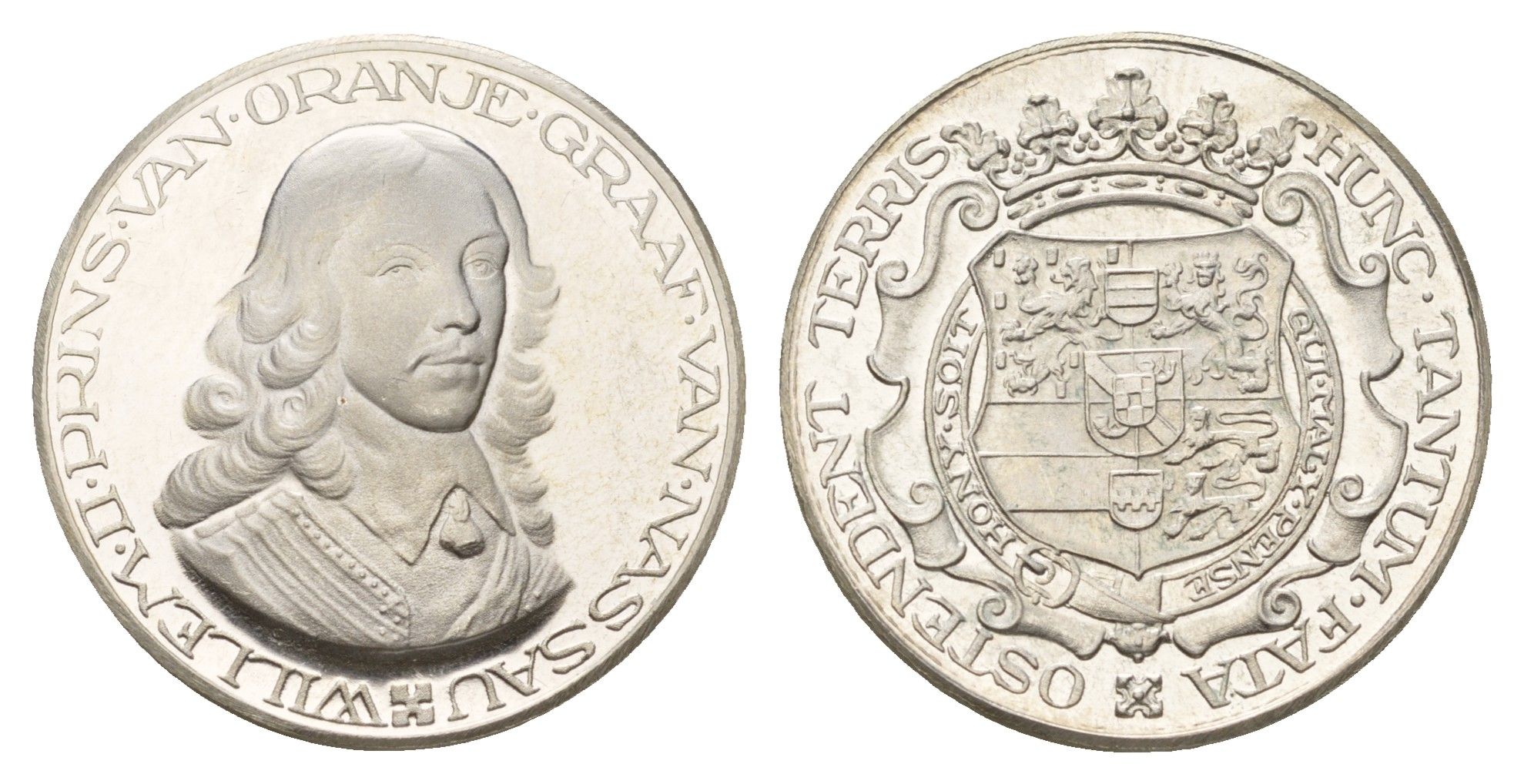 Нидерланды медаль из серии история Нидерландов - Вильгельм II Оранский - прниц (Штатгальтер) Нидерландов первая половина XX века Ostendent Terris Hunc Tantum Fata (Юно­шу явят зем­ле на мгно­ве­нье судьбы), диаметр 25 мм, вес 7,4 гр серебро PROOF 4671-112