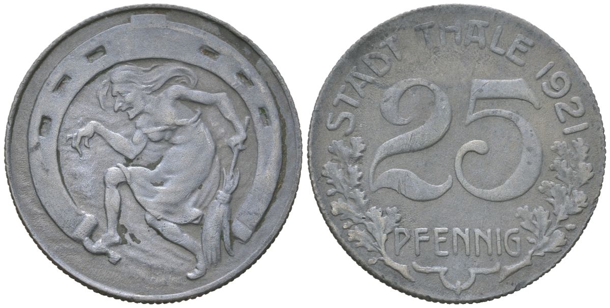 Тале-ам-Гарц (Саксония) 25 пфеннигов 1921 Funck 537.6, Men18 31181.6 цинк 4380-311