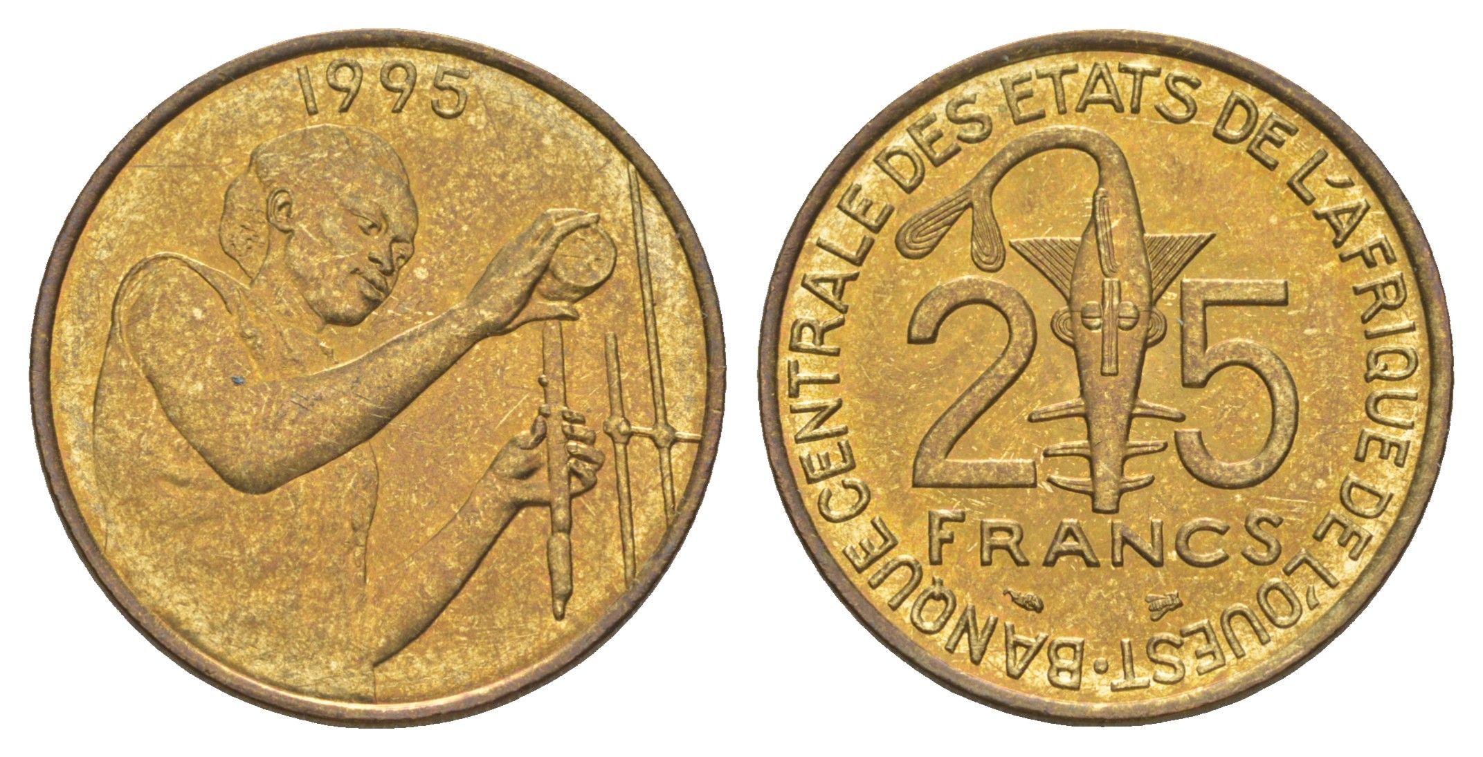 Западная Африка (BCEAO) 25 франков 1995 KM 9 алюминиевая бронза 4175-1247