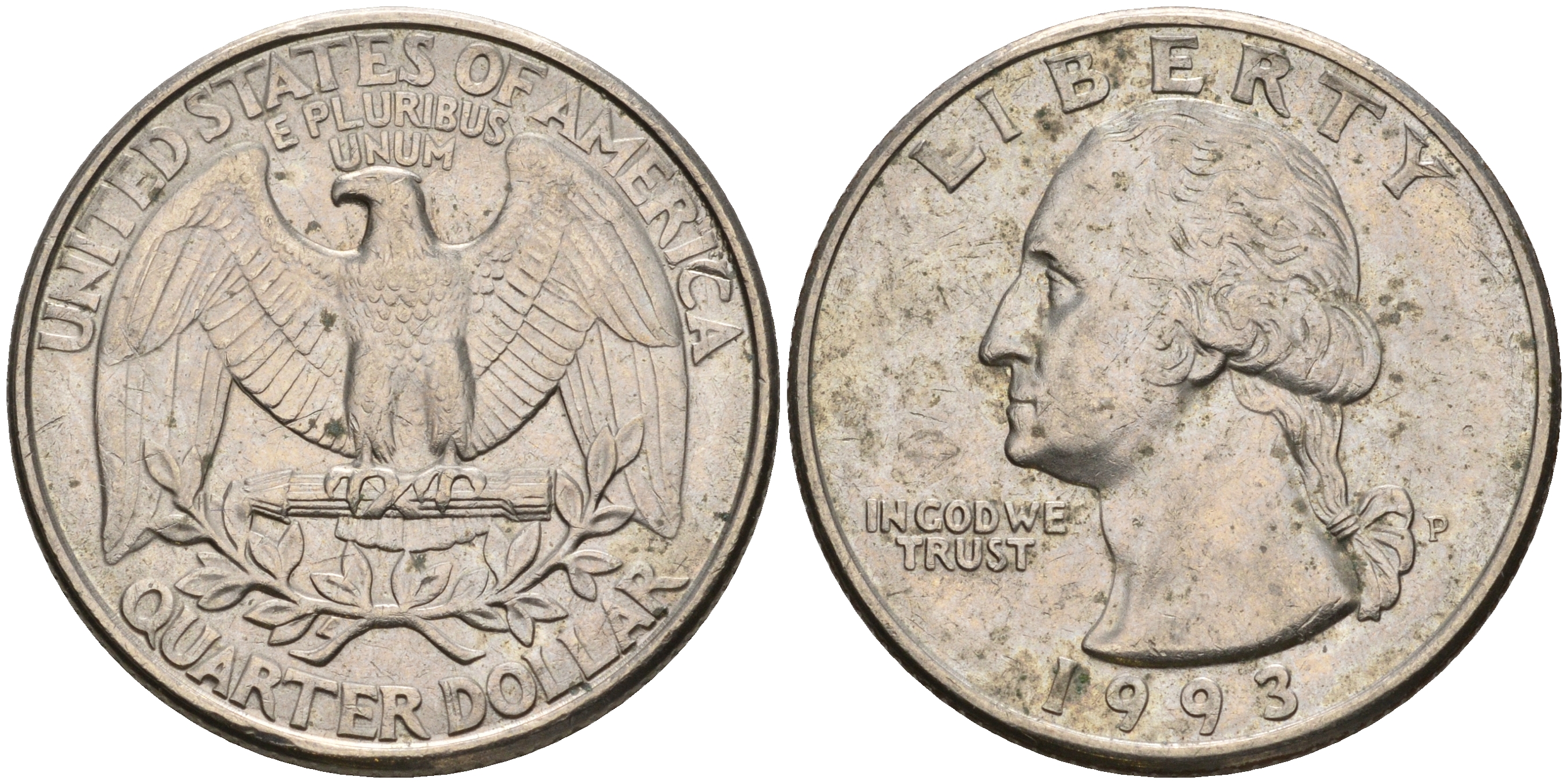 США 25 центов (квотер) 1993 P, Вашингтон KM А164а медь плакированная медно-никелем    4603-957