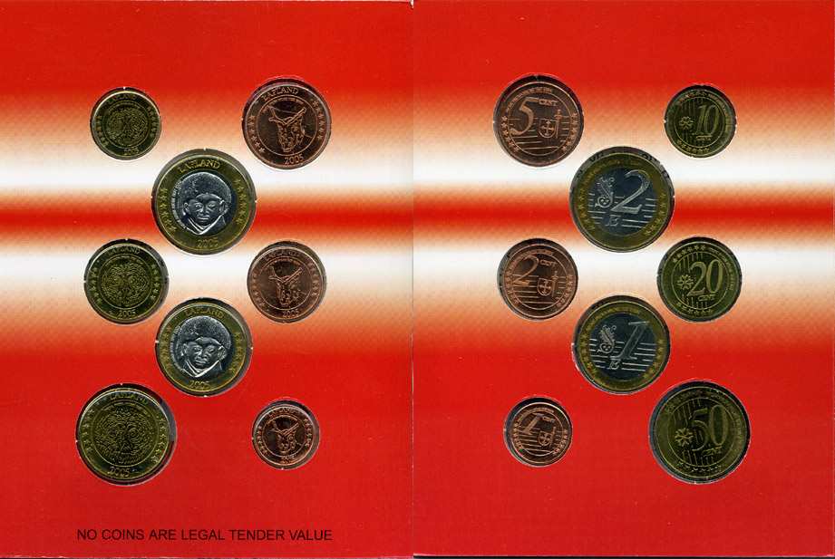 Лапландия набор из 8 монет 2005 европробники, в оригинальном картонном буклете, тираж 7000 экз. 00-00