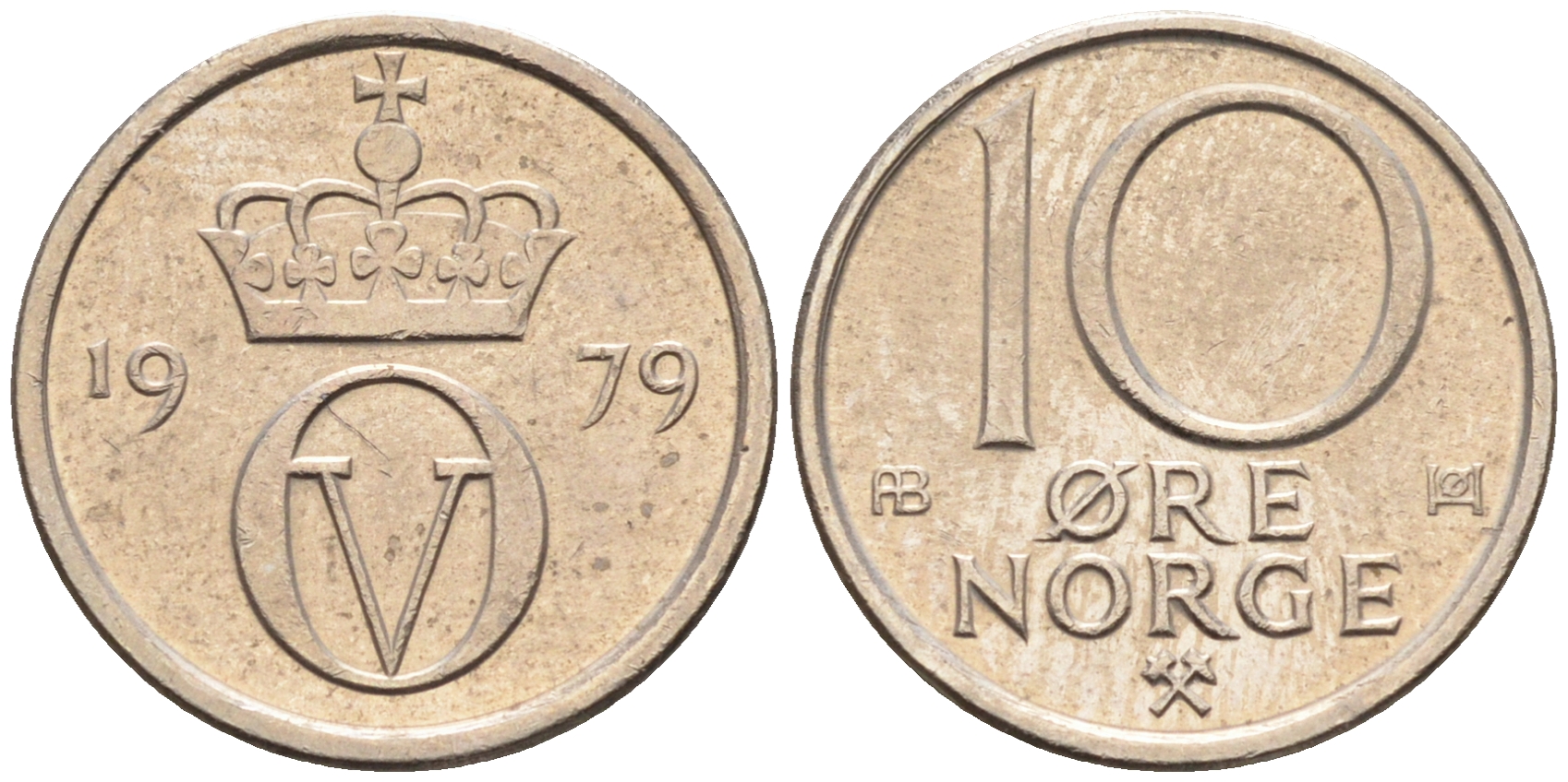 Норвегия 10 эре 1979  КМ 416 медно-никель    4169-329