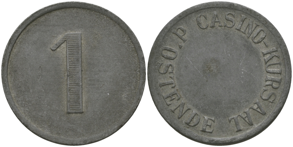 Ливан 1 жетон 1920? казино KURSAAL d'OSTENDE цинк 98-846