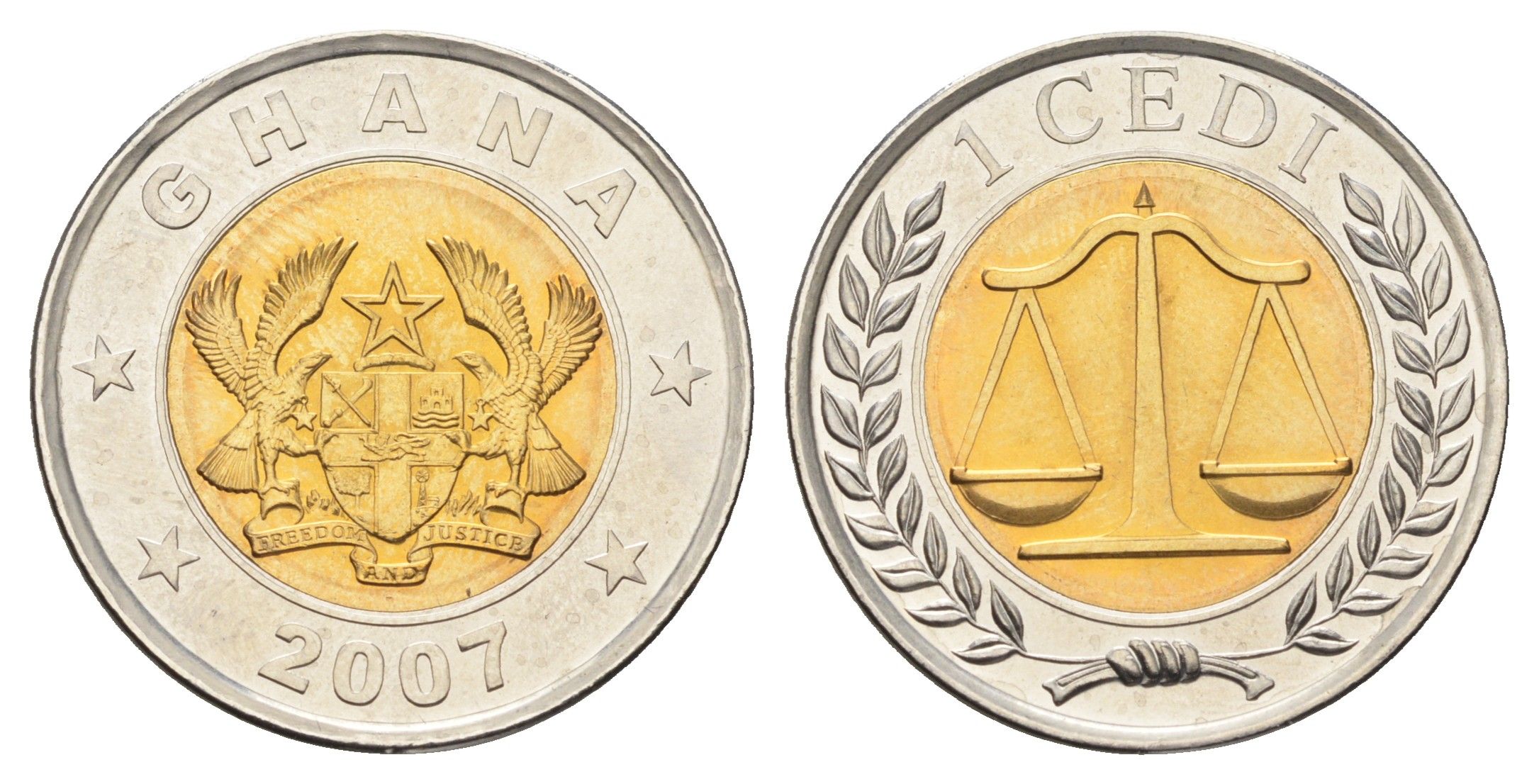 Гана 1 седи 2007 год-тип KM 42 биметалл UNC 4666-623