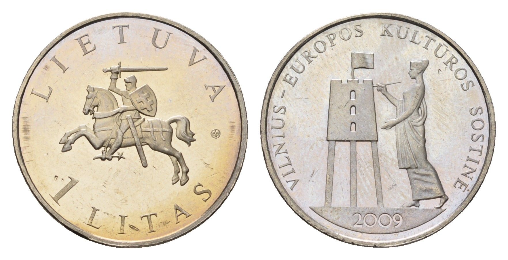 Литва 1 лит 2009 Вильнюс – культурная столица Европы KM 162 медно-никель UNC 4695-413