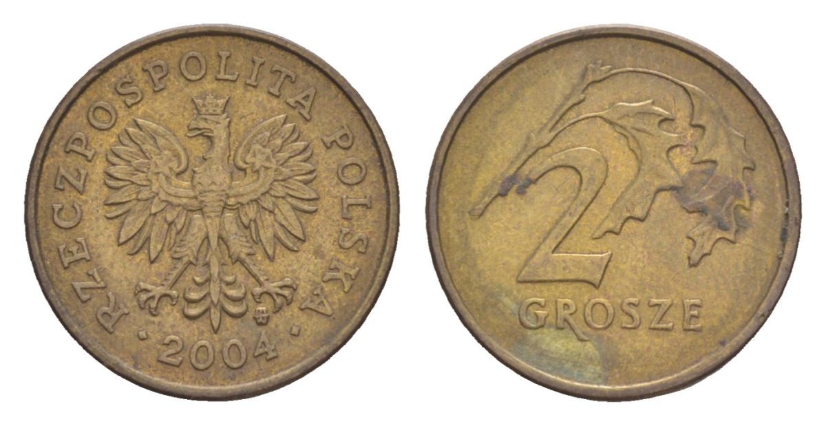 Польша 2 гроша 2004 Y 277 марганец латунь 4625-212