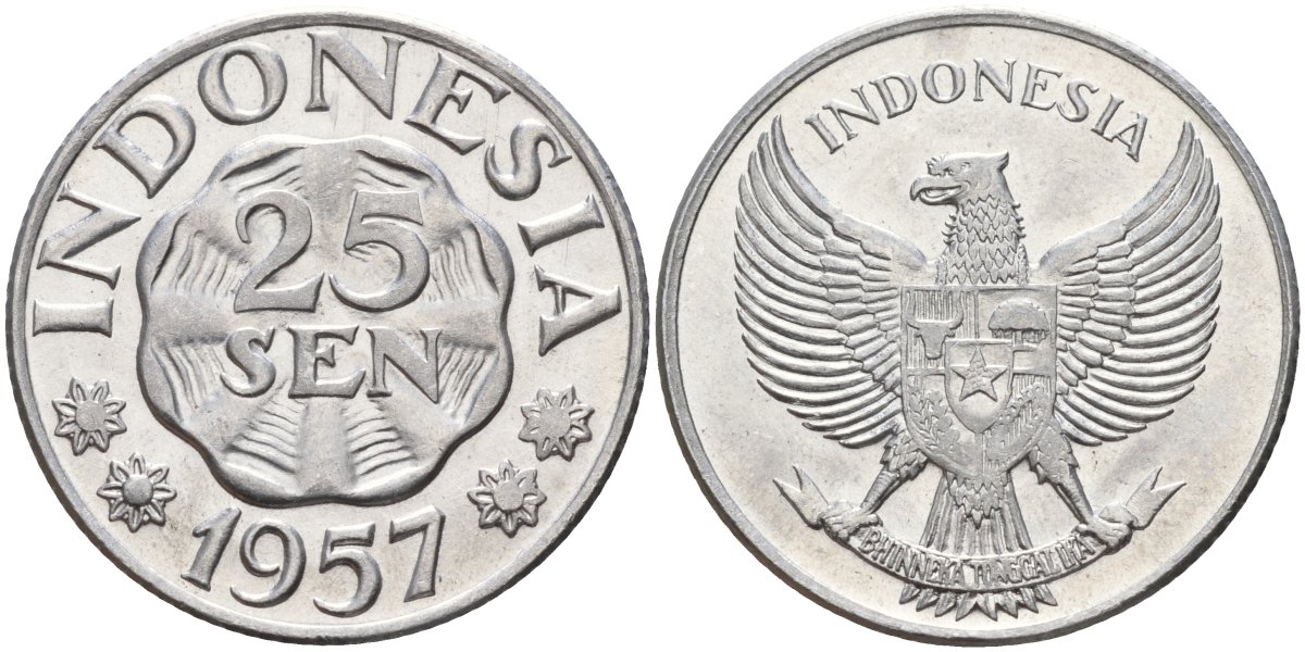 Индонезия 25 сен 1957 KM 11 алюминий 4144-541