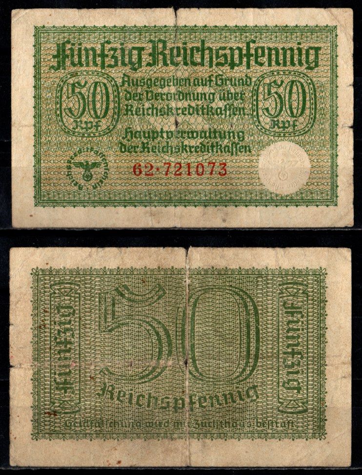Германия 50 рейхспфеннигов ND (1940-1945) Pick R135 бумага 6352-48-1-1