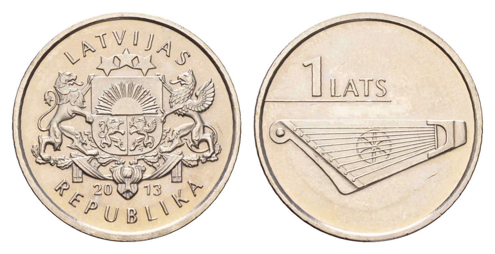 Латвия 1 лат 2013 Кокле KM 142 медно-никель UNC 4679-418