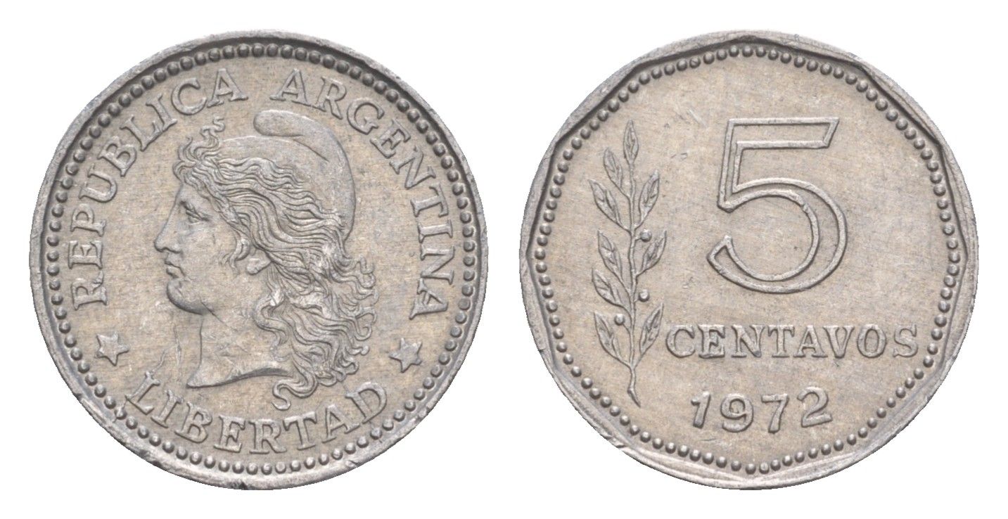 Аргентина 5 сентаво 1972 KM 65 алюминий 4655-965