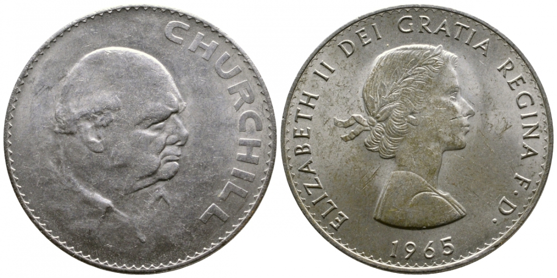 Великобритания 1 крона (5 шиллингов) 1965 Уинстон Черчилль, Елизавета II (1952-2022) KM 910, Spink 4144 медно-никель 4537-1121
