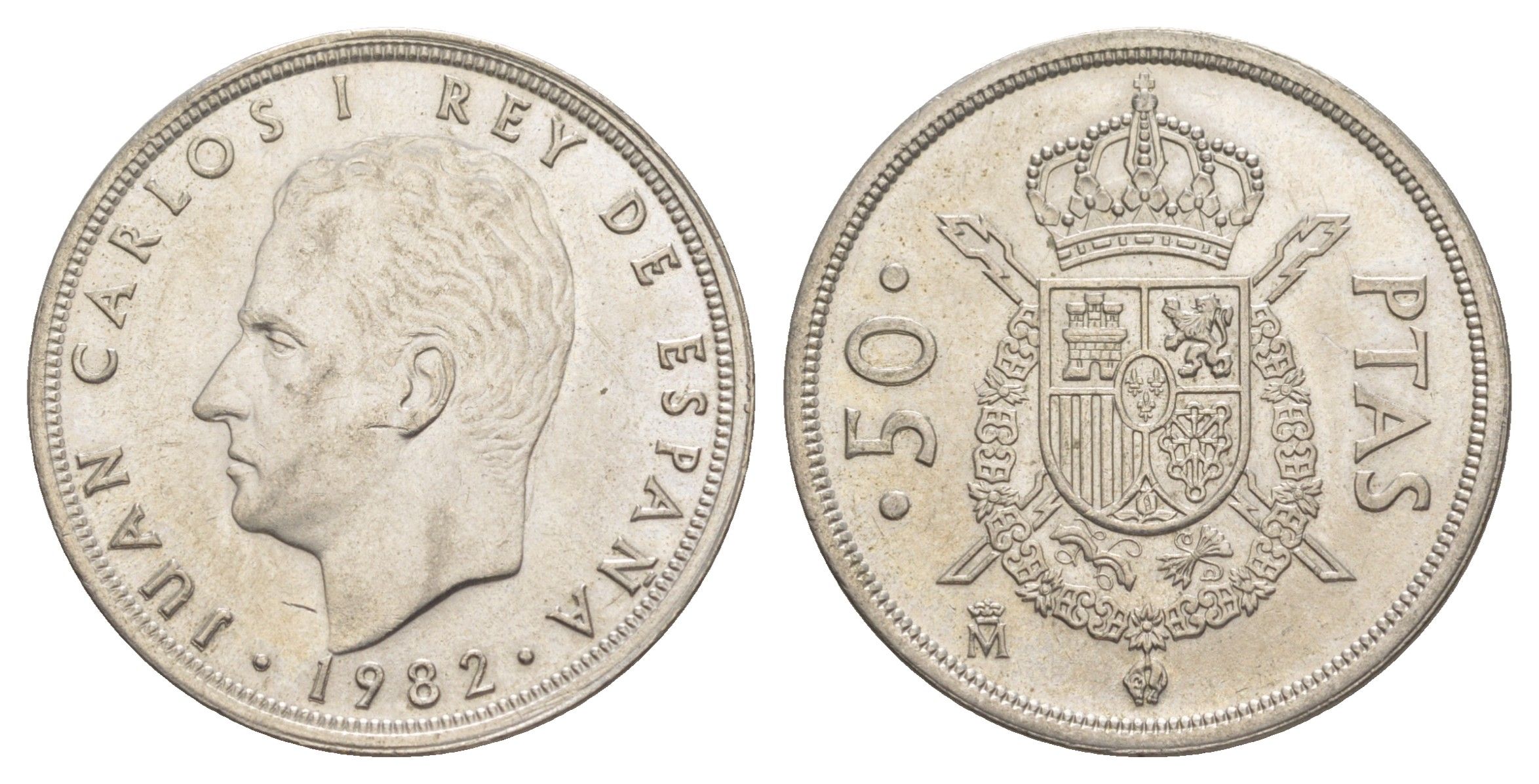 Испания 50 песет 1982 M, Хуан Карлос I (1975-2014) KM 825 медно-никель UNC 4645-823