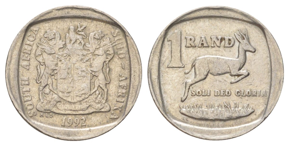 ЮАР 1 ранд 1992 KM 138 медь плакированная никелем 4627-246