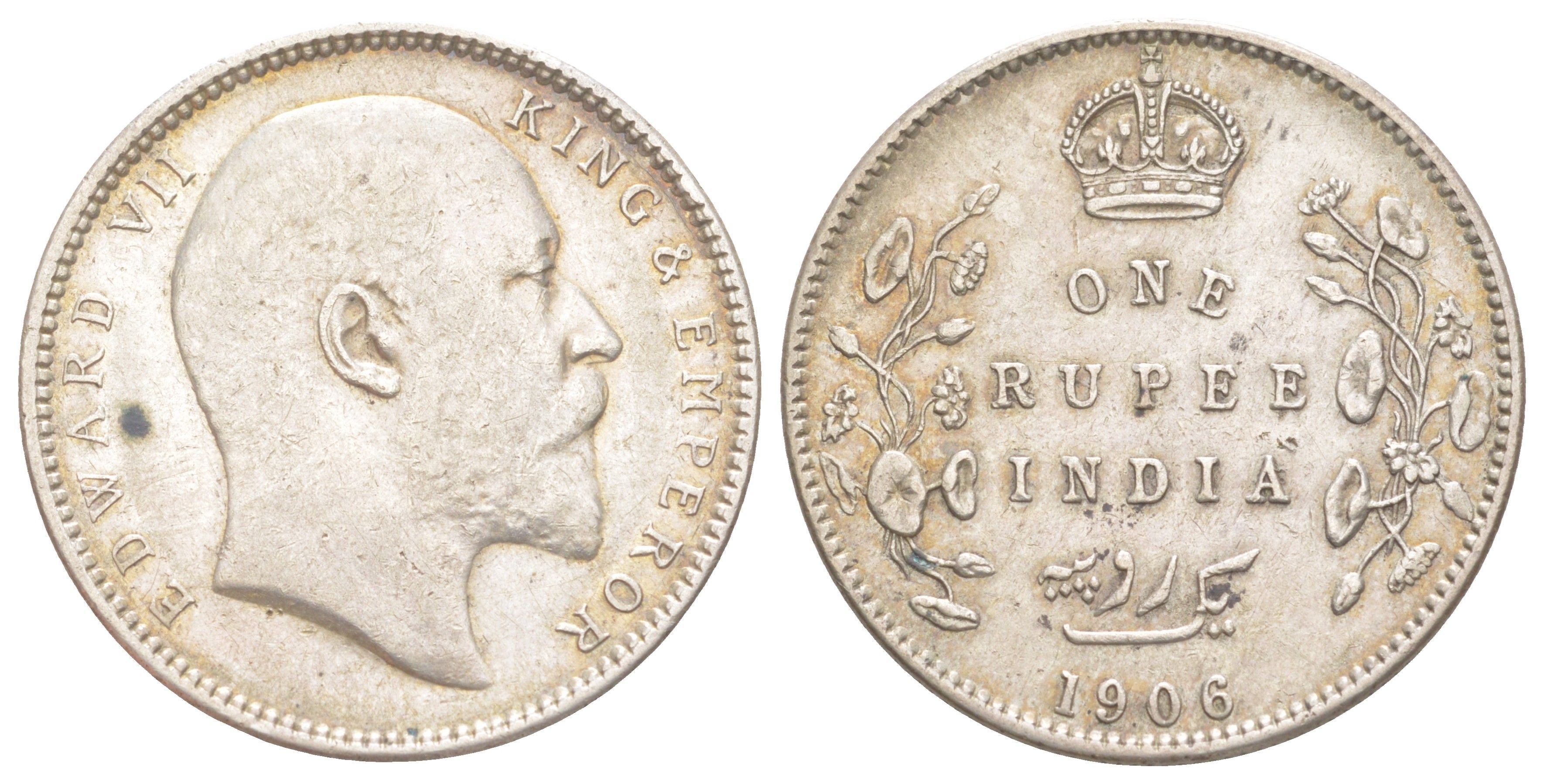 Британская Индия 1 рупия 1906 Эдвард VII (1901-1910) KM 508 серебро 272-1644