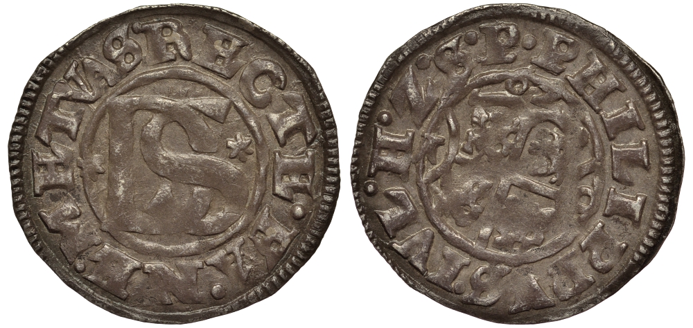 Герцогство Померания 2 шиллинга 1610 Филипп III Юлиус (1592-1625), вес 1,57 гр. KM 5 серебро 1519-231