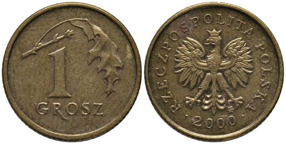 Польша 1 грош 2000 MW KM 276, Parchimowicz 701i латунь 4396-1123