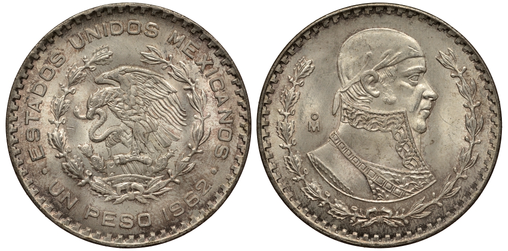 Мексика 1 песо 1962 Хосе Мария Морелос KM 459 серебро XF-UNC 107-1121