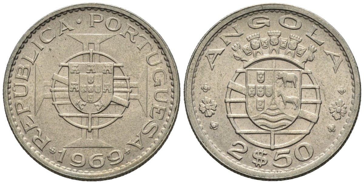 Ангола 2,5 эскудо 1969 KM 77 медно-никель 4147-554