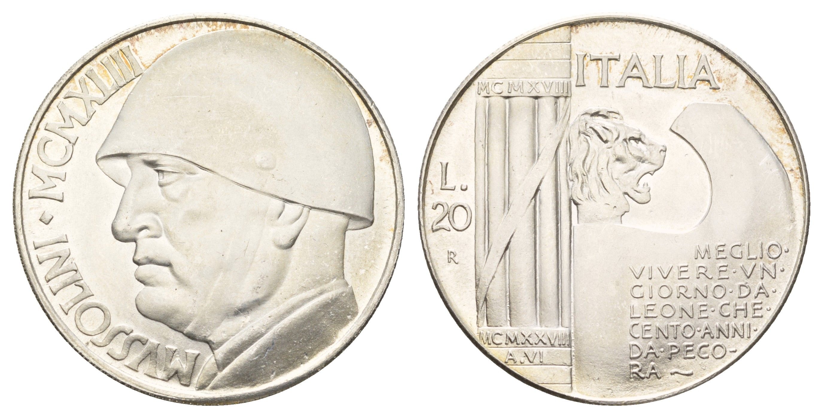 Италия фентезийная монета - жетон - 20 лир 1928 диаметр 35,5 мм, вес 14,2 гр никель UNC 4667-1113