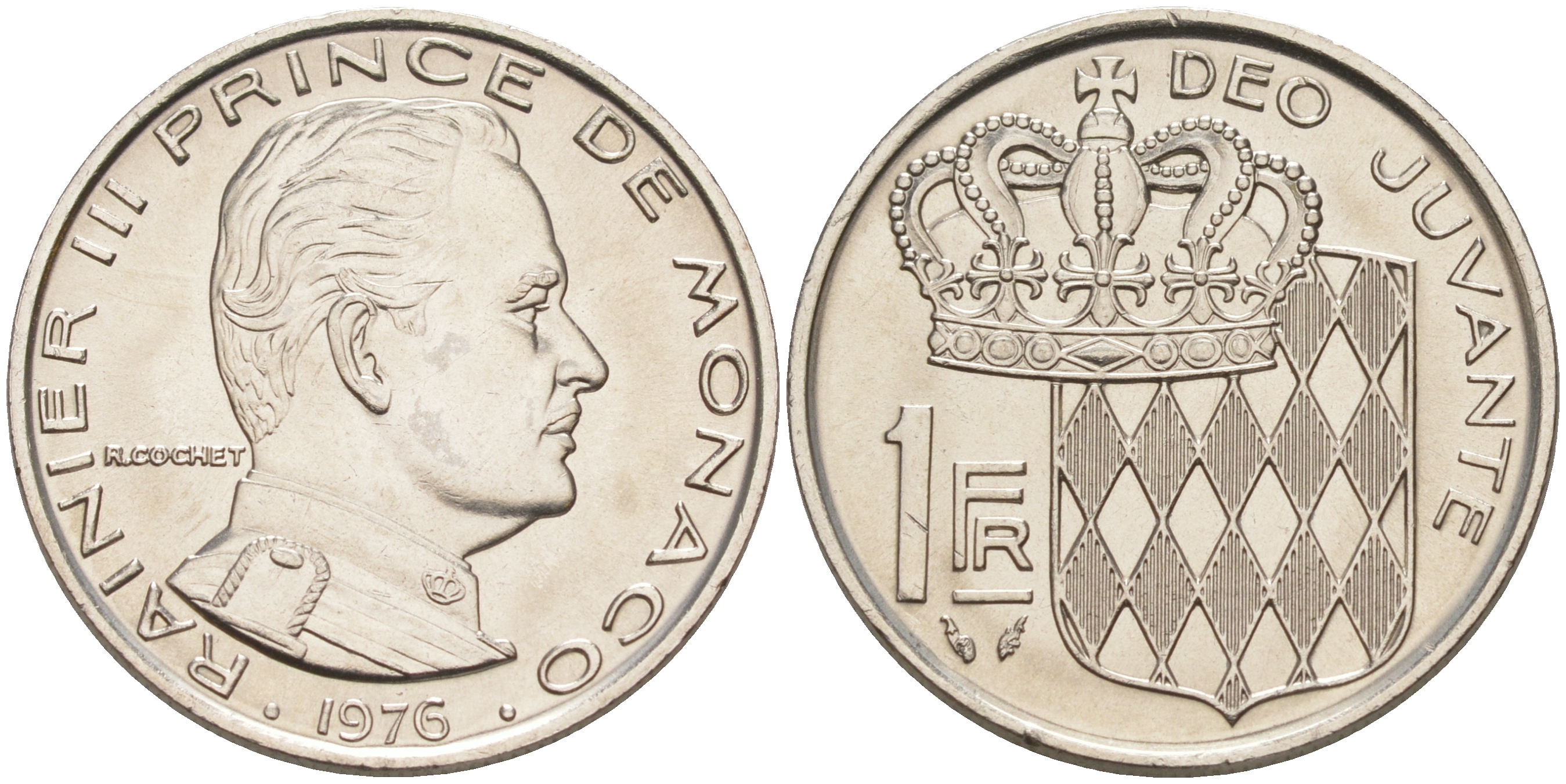 Монако 1 франк 1976 Ренье III (1949-2005) KM 140 никель UNC 190-535