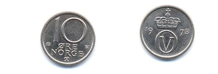 Норвегия 10 эре 1978 Улаф V (1957-1991) KM 416 медно-никель 4379-332