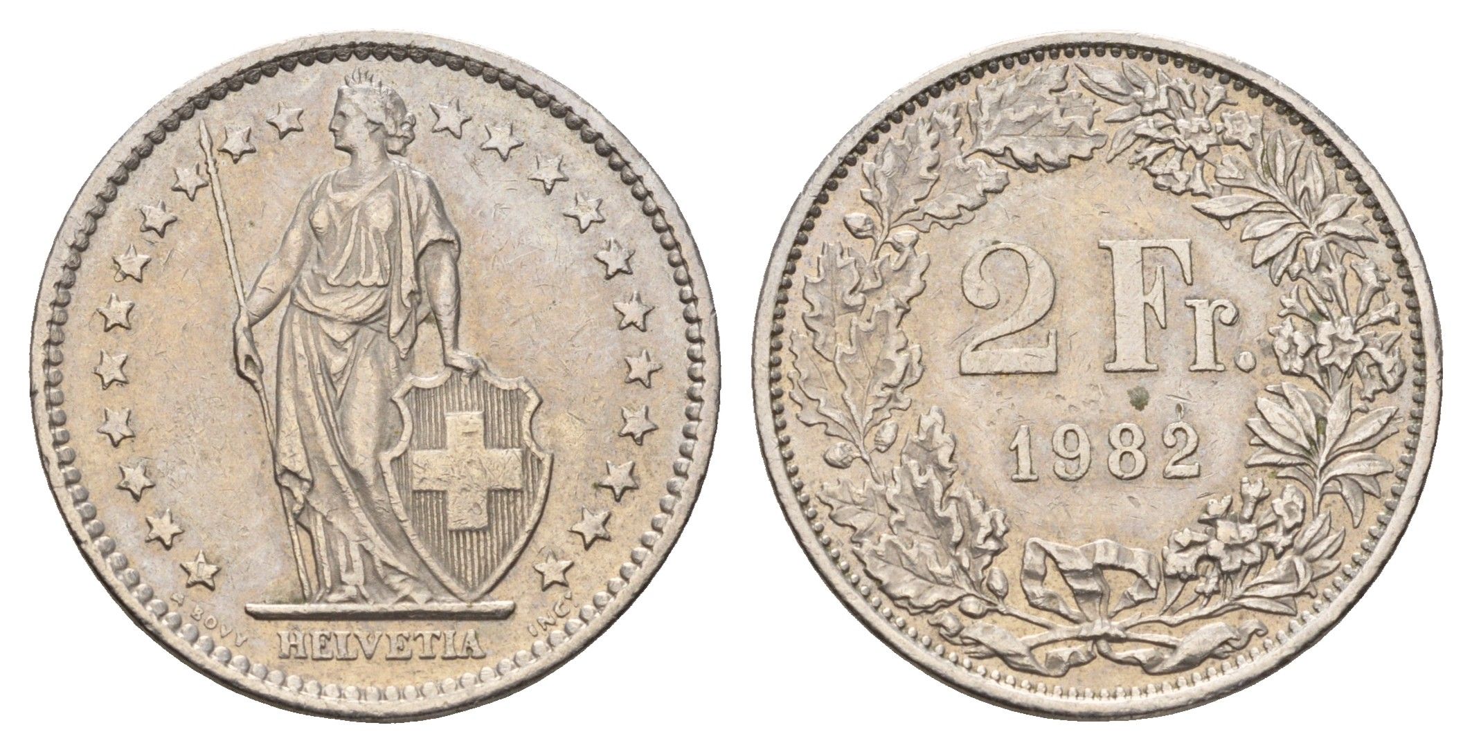 Швейцария 2 франка 1982 KM 21a медно-никель 186-813