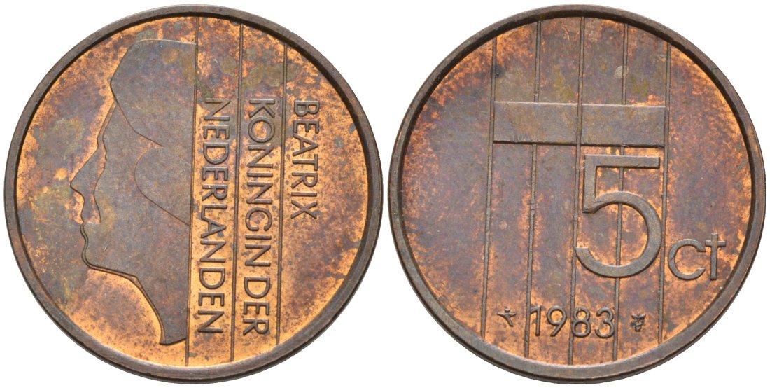 Нидерланды 5 центов 1983 Беатрикс (1980-2013) KM 202 бронза 4573-421