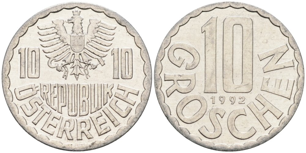 Австрия 10 грошей 1992 KM 2878 алюминий 4575-427