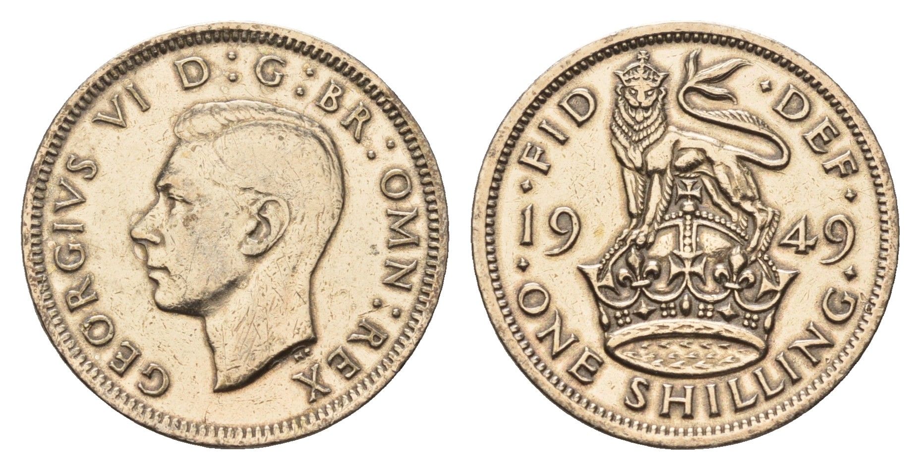 Великобритания 1 шиллинг 1949 Георг VI (1936-1952), Английский герб KM 876, Spink 4108 медно-никель 4629-347