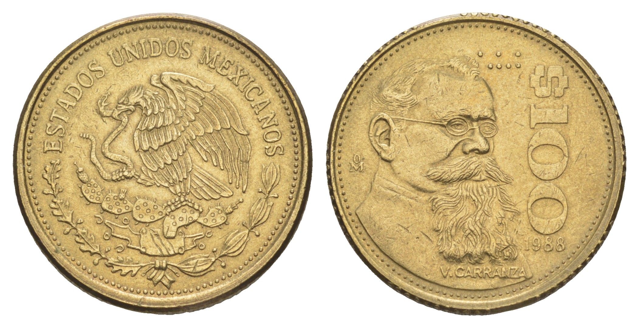 Мексика 100 песо 1988 Мо, Венустиано Карранса де ла Гарса KM 493 алюминиевая бронза 4637-754
