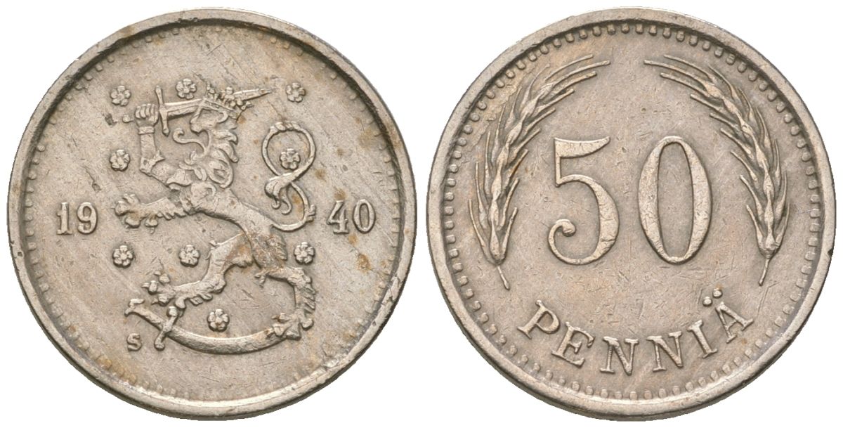 Финляндия 50 пенни 1940 S KM 26 медно-никель 4174-1054