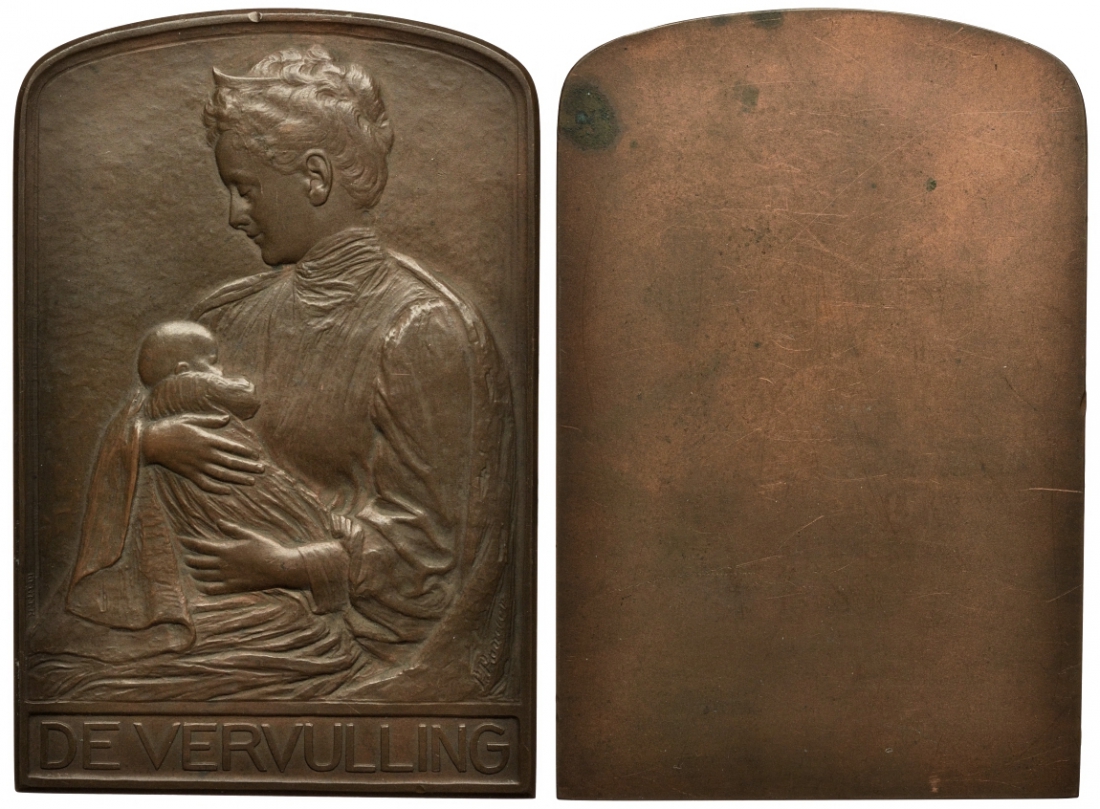 Нидерланды плакетка 1909 рождение принцессы Юлианны бронза 02-018-21-1