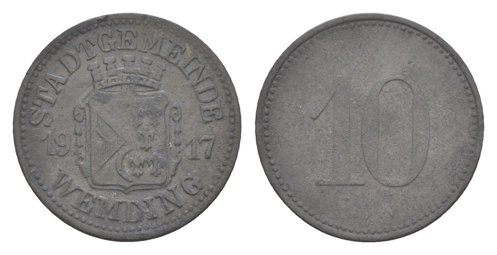 Вемдинг 10 пфеннигов 1917 Funck 594.2, Men18 33345.2 цинк 4636-1227