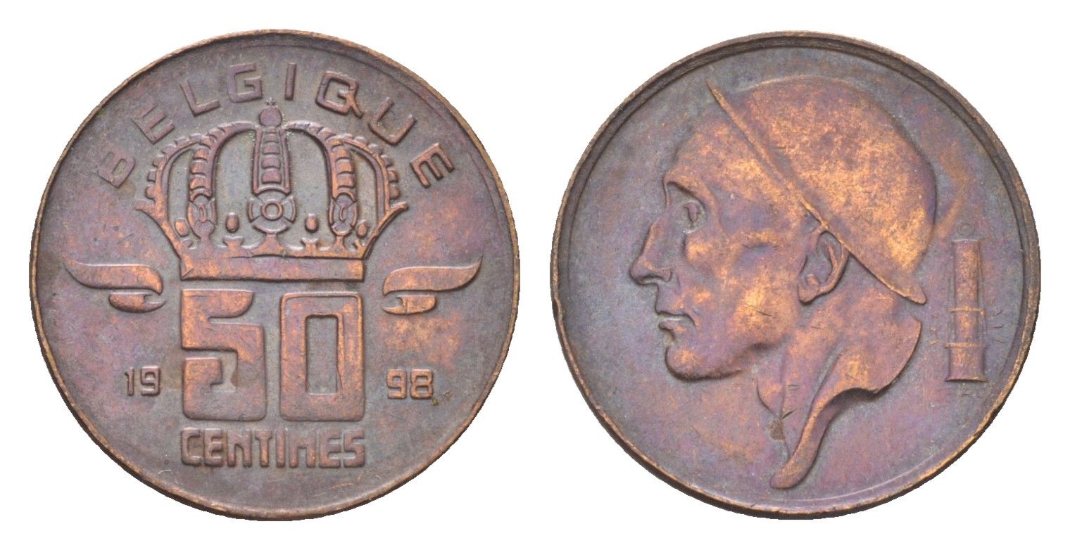 Бельгия 50 сантимов 1998 Belgique, Бодуэн I (1951-1993) KM 148 бронза 4705-249