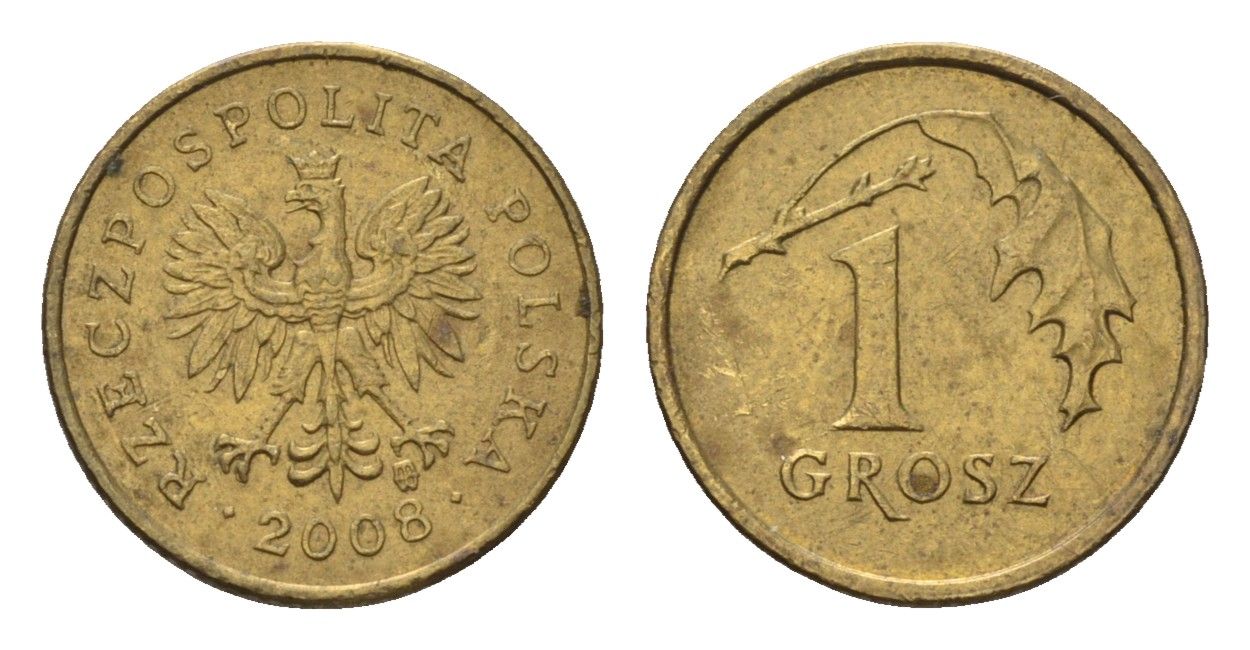 Польша 1 грош 2008 Y 276 латунь 4702-448