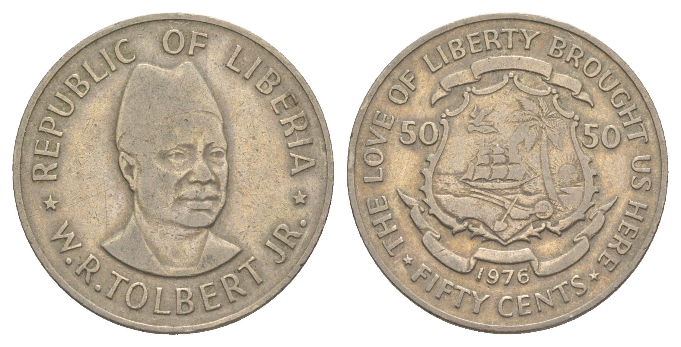 Либерия 50 центов 1976 KM 31 медно-никель 4641-1256