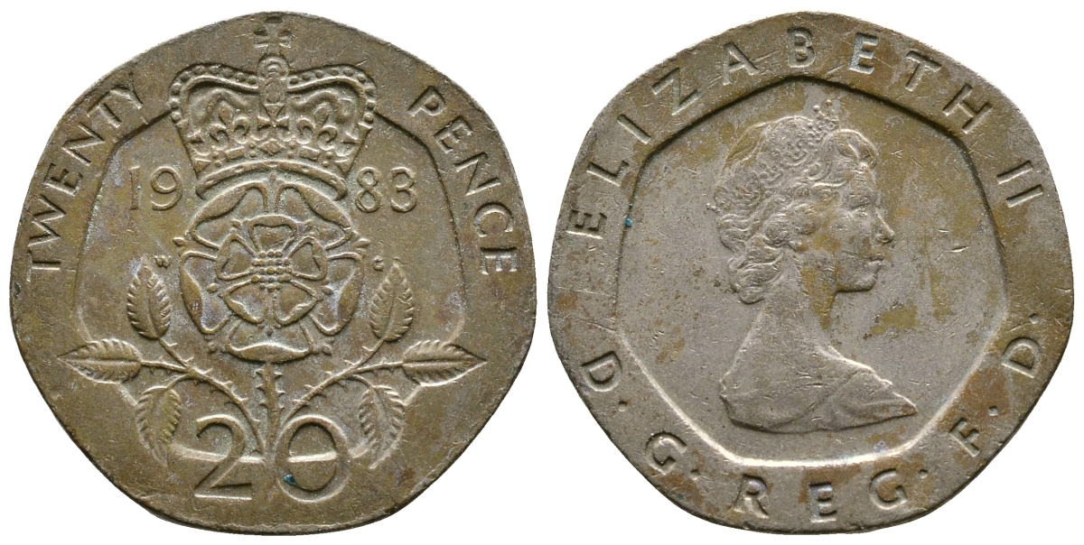 Великобритания 20 пенсов 1983 Елизавета II (1952-2022) KM 931, Spink 4230 (G1) медно-никель 4179-655