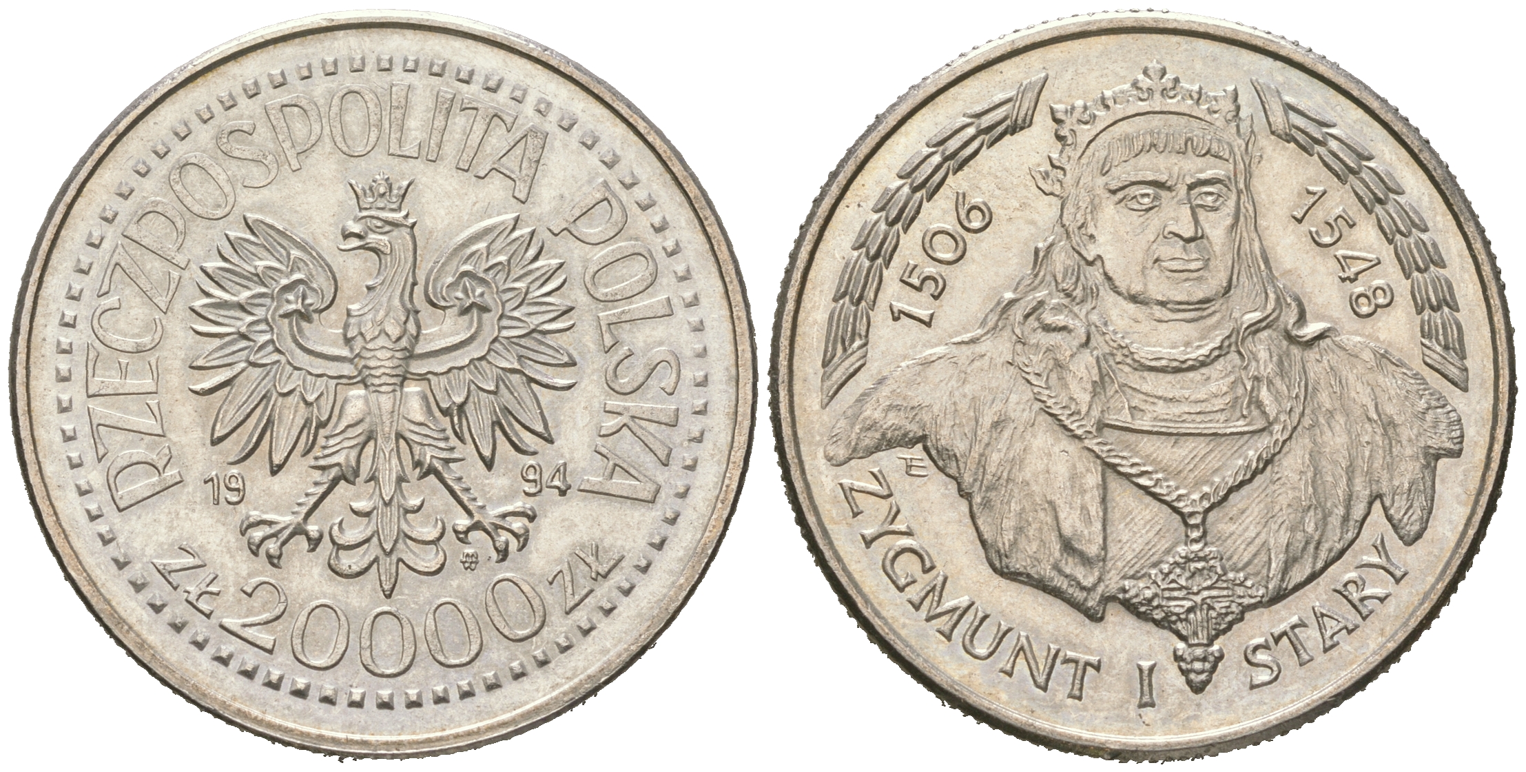 Польша 20000 злотых 1994 серия Польские короли, Сигизмунд I Старый (1506-1548) KM 272 медно-никель  UNC  4512-1032