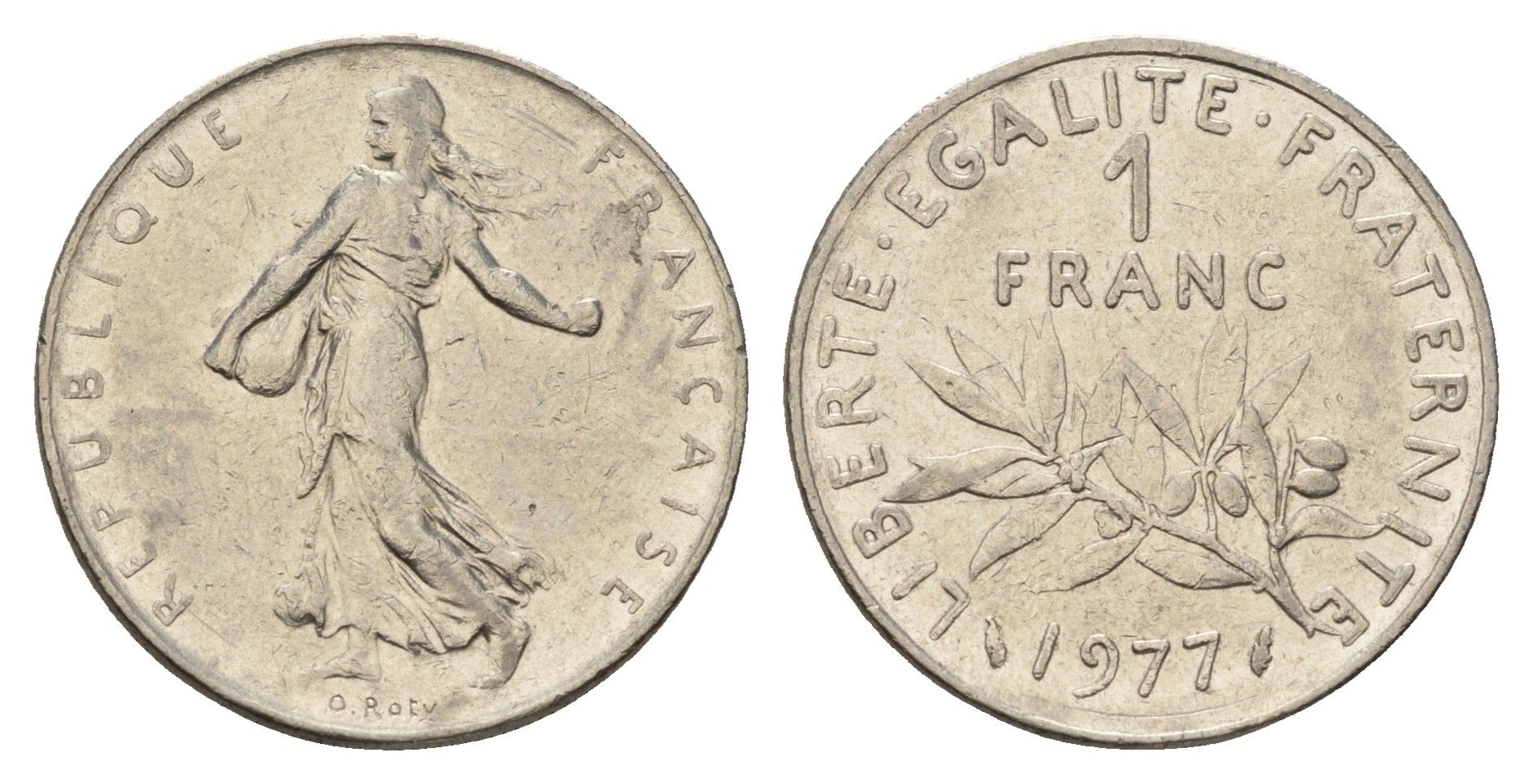 Франция 1 франк 1977 KM 925 никель 186-311