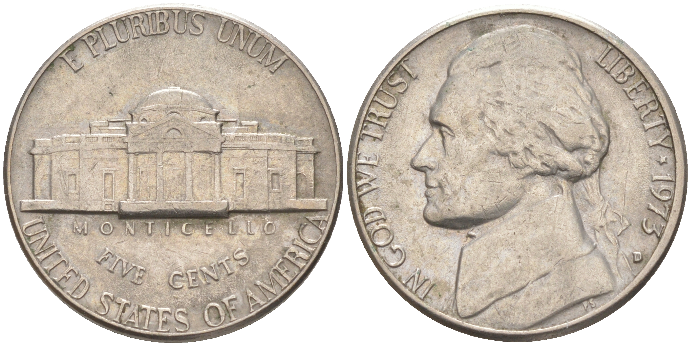 США 5 ЦЕНТОВ 1973 D ДЖЕФЕРСОН KM A192 медно-никель 63-831