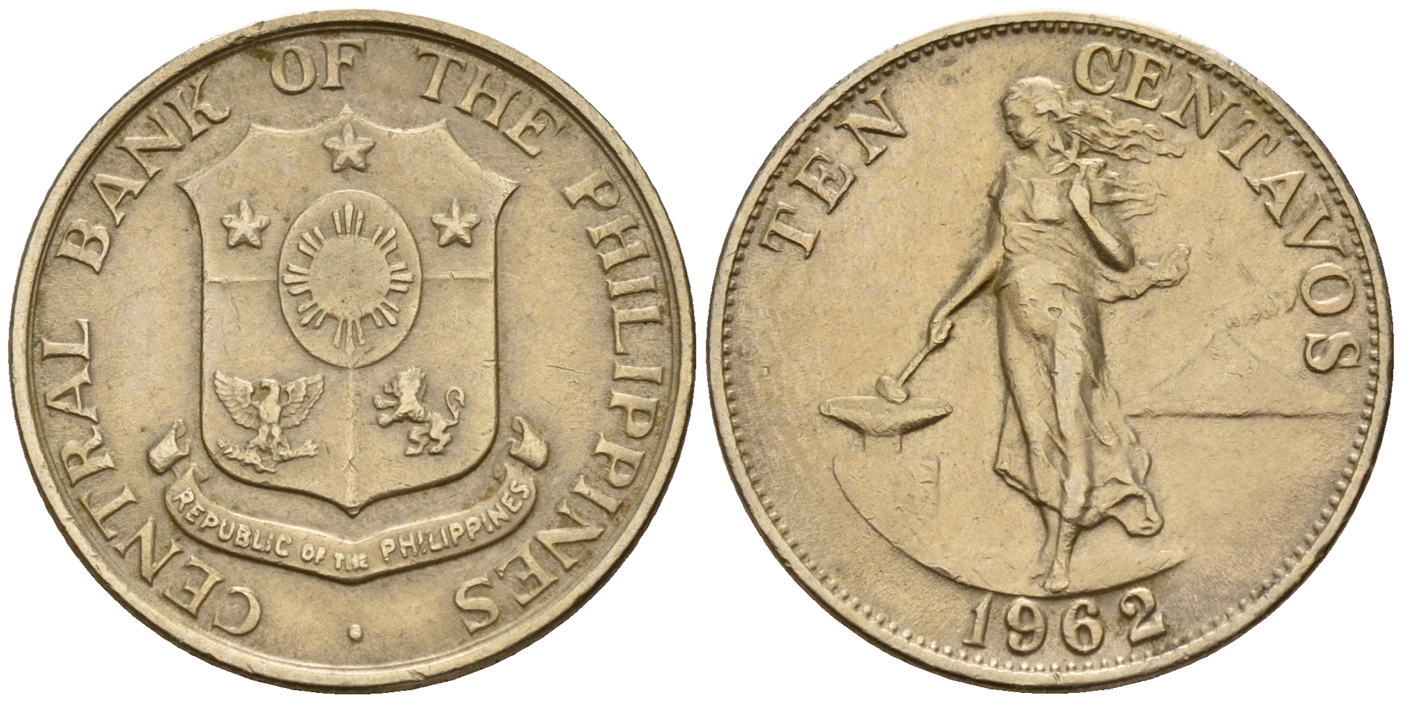 Филиппины 10 сентаво 1962  KM 188 медь цинк никель  UNC  4598-112