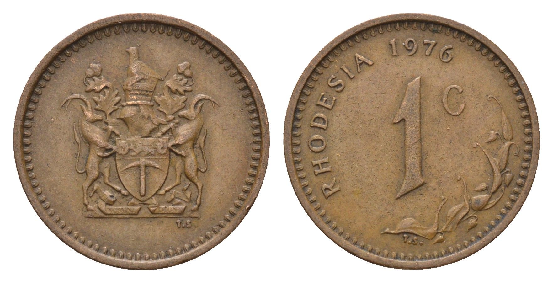 Родезия 1 цент 1976 KM 10 бронза 210-621