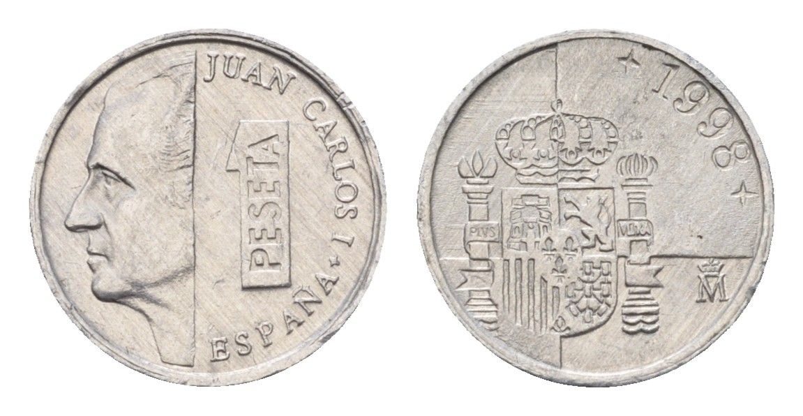 Испания 1 песета 1998 M, Хуан Карлос I (1975-2014) KM 832 алюминий 4684-1069