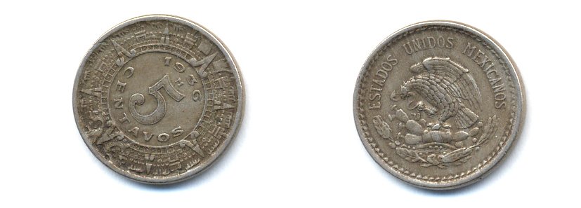 МЕКСИКА 5 СЕНТАВО 1936 КАЛЕНДАРЬ АЦТЕКОВ KM 423 медно-никель 4379-556